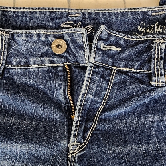 Silver Suki Jean Capris Factory Fade  5 Pocket 25.5" Inseam Blue Size 30W - Picture 6 of 16